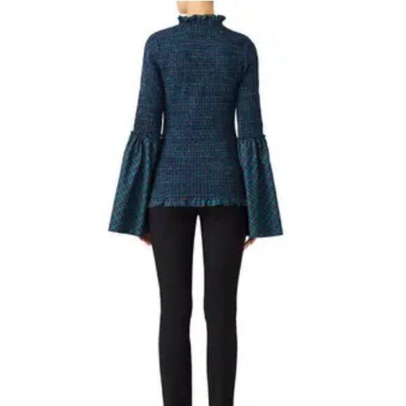 Petersyn Plaid Bell Sleeve Top Size Medium - Picture 3 of 10